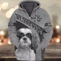 Shih Tzu Love Never Walk Alone 3D Full Print Shirts 1159