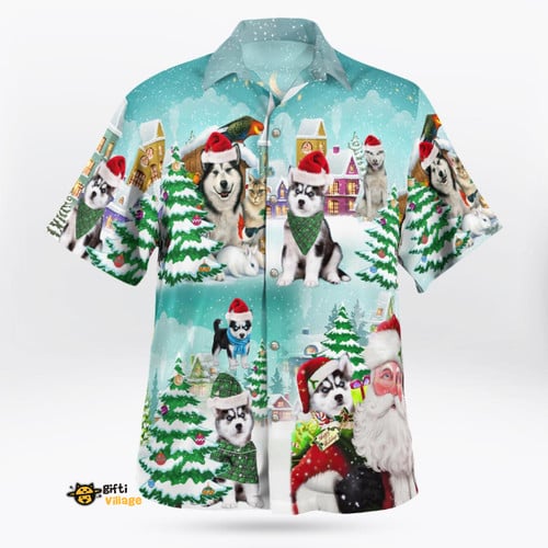 Husky Christmas Hawaii Shirt