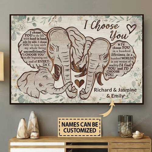 Personalized Bespoke Custom Meaningful Gift Elephant Family I Choose You Canvas Wall Art Personalized Bespoke Painting Canvas Set Attractive Canvas Boards For Painting 8x10