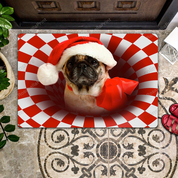 Pug Christmas All Over Printing Doormat Pug Christmas Welcome Mat Eco Cute Runner Rug For Entryway Indoor