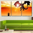 Silhouette Illustration Knight Fighting Dragon Dragon Animals Painting Canvas Silhouette Illustration Canvas Cosmetic Kawaii Empty Canvas For Painting