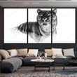 Black White Portrait Tiger Invert Image Black Panther Animals Painting Canvas Black White Canvas Bin Storage Cool Canvas Sheets For Painting