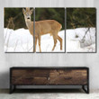 European Roe Deer Capreolus Winter 1 Deer Animals Canvas Wall Art European Roe Canvas Set Fit Gold Paint For Canvas