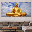 Golden Buddha Statue Blue Skyhua Hin 2 Buddha Religion Canvas Art Golden Buddha Canvas Coverall Fit Paint Markers For Canvas