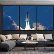 Spaceship Takes Off Starry Sky On Astronaut Canvas Spaceship Takes Art Supply Canvas Cute Paint Supplies For Canvas Painting