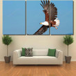 African Fish Eagle Flying Against Clear Eagle Animals Premium Canvas Wall Art African Fish Kids Canvas Painting Set Attractive Canvas Panels For Kids