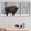 Bison On Snow Field Majestic Powerful Bison Animals Canvas Wall Art Bison On Canvas Tote Dog Funny Large Canvas For Painting