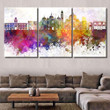 Padua Skyline Watercolor Background Abstract Canvas Padua Skyline Big World Map Canvas Cool Canvas Painting For Kids