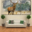 Watercolor Painting Portrait Majestic Powerful Adult Deer Animals Canvas Wall Art Watercolor Painting White Canvas Art Cute Double Primed Canvas For Oil Paints