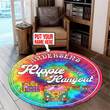 Personalized Hippie Hangout Living Room Round Rug Personalized Hippie Blue Round Rug Kawaii Grill Pads For Decks