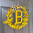Monogram Honey Comb Honey Bee Floral Wreath Cut Metal Signs Monogram Honey Pool Signs And Decor Outdoor Big Signs For Business