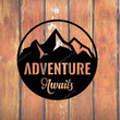Round Adventure Awaits Beautiful Solid Steel Decorative Accent Metal Art Wall Signs Round Adventure Customized Sign Plain Welcome Sign For Wall