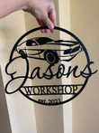 Custom Garage Est Sign Personalized Workshop Name Sign Gift for Dad Metal Wall Art Housewarming Plaque Car Shop Decor Man Cave Birthday Gift