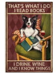 Border Collie Read Book Drink Canvas Wall Art Border Collie Watercolor Canvas Elegant Canvas Duffle Bags For Men