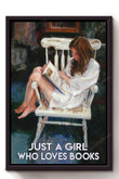 Just A Girl Loves Books Painting Canvas Just A Canvas Wall Art Navy Cute Paint Supplies For Canvas Painting