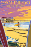 San Diego California Ocean Beach Painting Canvas San Diego Acrylic Paint Canvas Puny Small Art Canvas For Kids