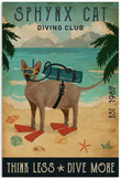 Vintage Diving Club Sphynx Cat Canvas Art Vintage Diving Big World Map Canvas Big Paint Markers For Canvas
