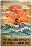 Vintage Man Surfing You Cant Canvas Art Vintage Man Canvas Panel Cute Canvas Sets For Painting