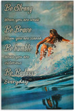 Vintage Surfing Girl Be Badass Canvas Wall Art Vintage Surfing Personalized Canvas Small Canvas Beach Bags For Women