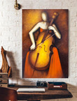 Woman Play Cello Vertical Painting Canvas Woman Play Minimalist Canvas Wall Art Plain Empty Canvas For Painting