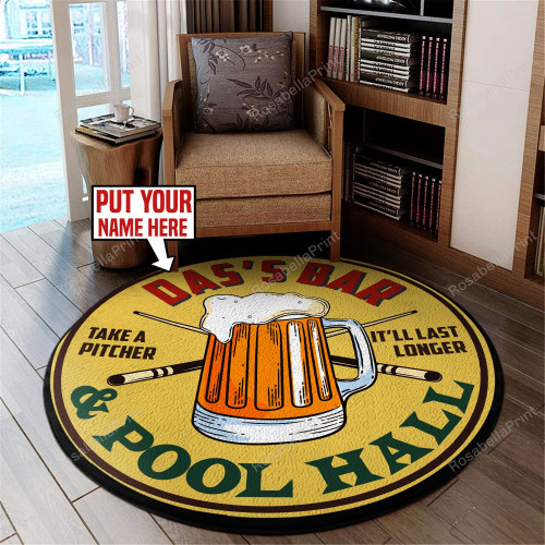 Side Table Personalized Dad's Bar Pool Hall Round Mat Round Floor Mat Room Rugs Carpet Outdoor Rug Washable Rugs