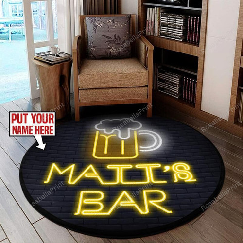Bar Cabinet Personalized Bar Living Room Round Mat Circle Rug