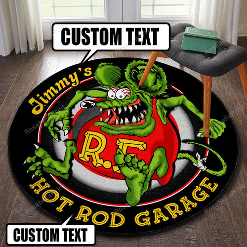 Garage Personalized Hot Rod Garage Round Mat