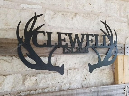 hunting Deer Horn Personalized Laser Cut Metal Sign hunting Deer Custom Sign Elegant Warning Signs For Property
