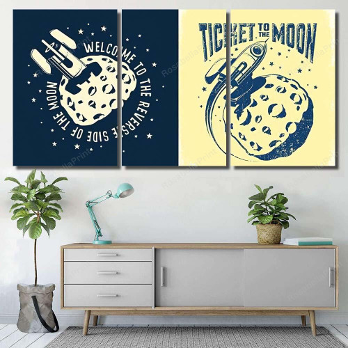 Space Rocket Crashed Into Moon Ticket Galaxy Sky And Space Canvas Space Rocket Fire Retardant Canvas Puny Paints For Canvas