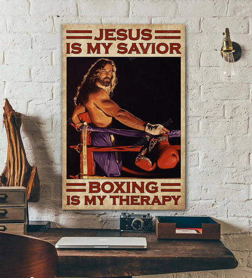 Jesus Is My Savior Boxing Therapy Gift For Friend Birthday Warm Visual Dad Gifts Mothers Days Mom Father Idea Painting Canvas Jesus Is Canvas Roll Shapely Canvas Beach Bags For Women