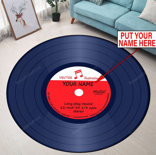 Customize Name Vinyl Record Circle Area Rug Customize Name 11x11 Rug Fit Custom Rugs For Bedroom