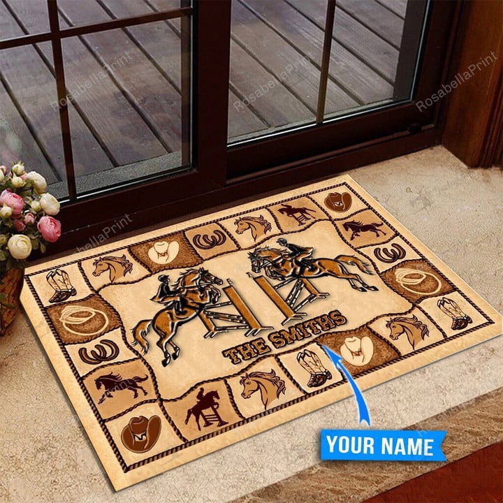 Personalized Show Jumping Custom Name Doormat Personalized Show Outdoor Mat Water Resistant Beautiful Blank Doormat For Crafting