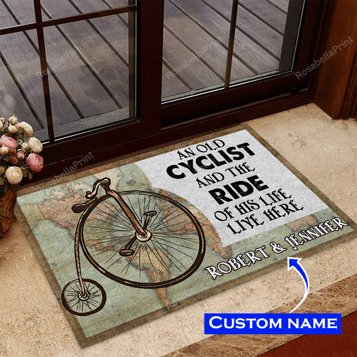 Personalized Bicycle Vintage Custom Name Doormat Personalized Bicycle Mini Welcome Mat Nice Runner Rug For Entryway Indoor