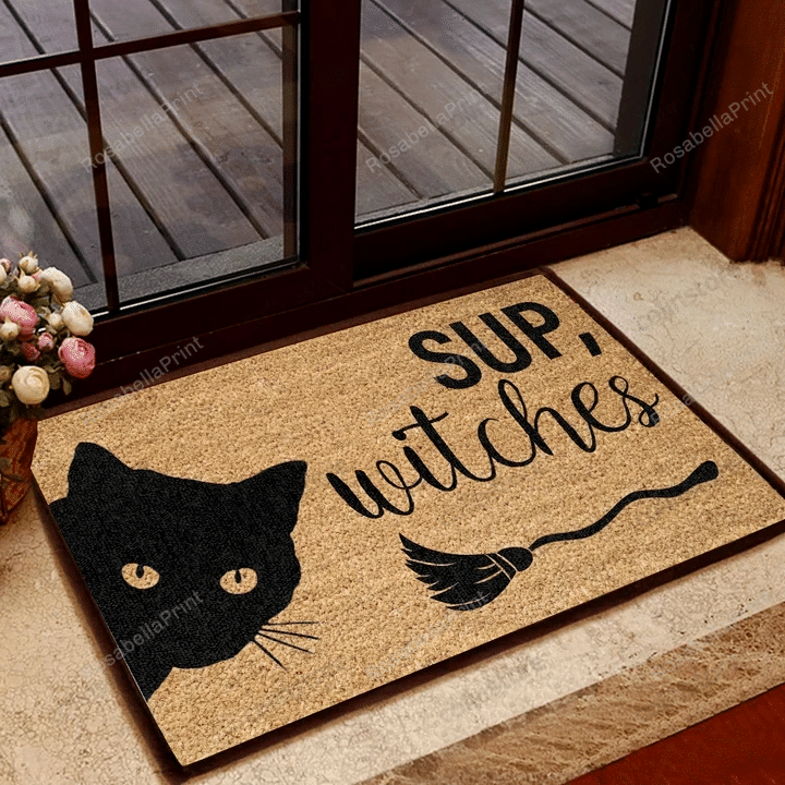 Sup Witches Front Back Door Rug Durable Rubber Backing Door Mat Sup Witches Out Door Rug Shapely Doormats For Indoor Entrance Home