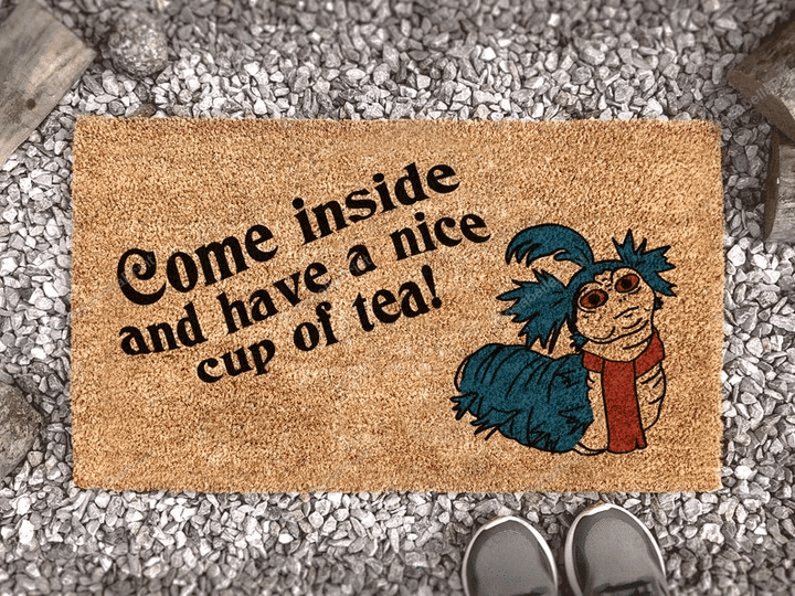 Come Inside And Have A Nice Cup Of Tea Front Back Door Rug Durable Rubber Backing Floor Mat Come Inside Front Door Mat Funny Fun Outdoor Rugs And Mats For Patio