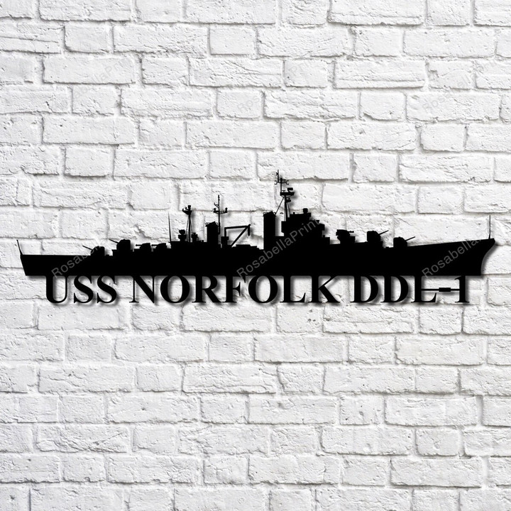 Uss Norfolk Ddl1 Navy Ship Metal Art, Gift For Navy Veteran, Navy Ships Silhouette Metal Art, Navy Laser Cut Metal Sign Uss Norfolk Pool Signs And Decor Outdoor Tiny Transformers Metal Sign