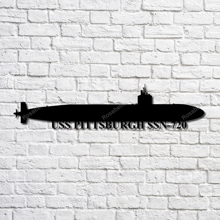 Uss Pittsburgh Ssn720 Navy Ship Metal Art, Gift For Navy Veteran, Navy Ships Silhouette Metal Art, Navy Laser Cut Metal Signs Uss Pittsburgh Garage Signs Beautiful Personalized Signs For Home