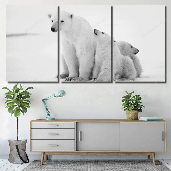 Polar Shebear Cubs Two Kids On 2 Bear Animals Canvas Wall Art Polar Shebear Artkey Canvas Panels Tiny Labels For Canvas Bins
