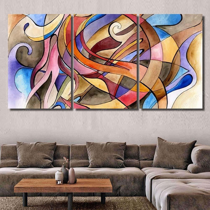 Abstract Artwork Different Shapes Lines Abstract Painting Canvas Abstract Artwork Canvas Set Plain Canvas Painting For Kids