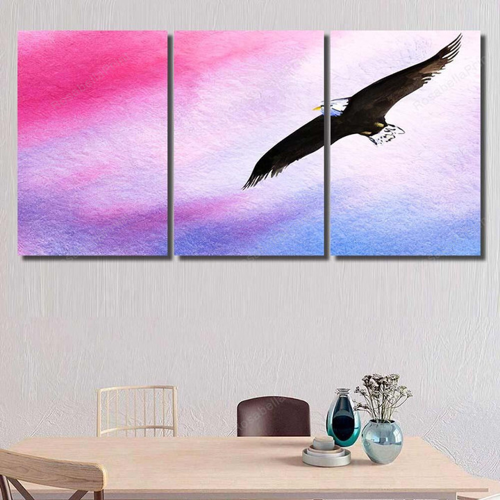 Abstract Watercolor Background Eagle Soars Sunset Eagle Animals Premium Canvas Wall Art Abstract Watercolor Painters Canvas Fit Frame For Canvas