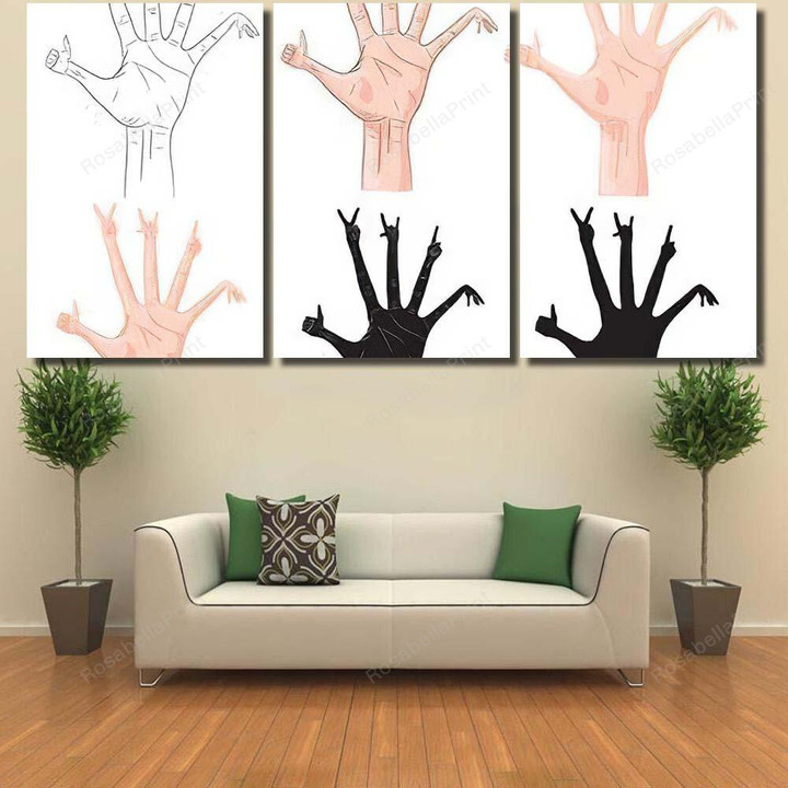 Set Realistic Palm Hands Different Gestures Fantastic Premium Canvas Set Realistic Command Canvas Hanger Fit Canvas Boards For Oil Painting