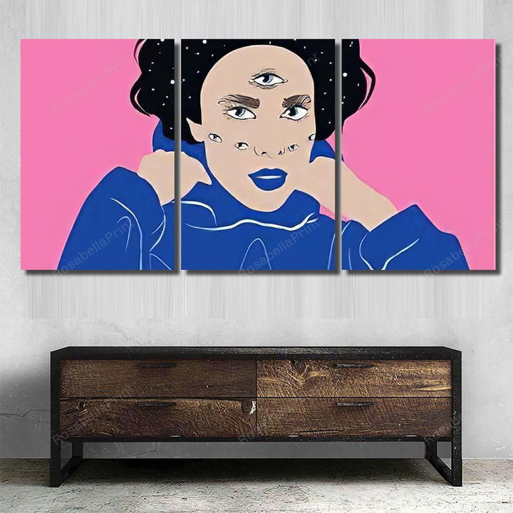 Psychedelic Woman Surreal Portrait Trendy Girl Fantastic Premium Painting Canvas Psychedelic Woman Watch Black Canvas Clean Canvas For Painting For Kids
