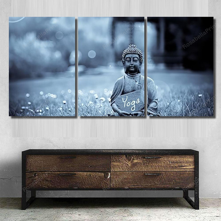 Word Yoga Buddha Statue Buddha Religion Canvas Wall Art Word Yoga Art Supplies Canvas Gorgeous Canvas Sheets For Painting