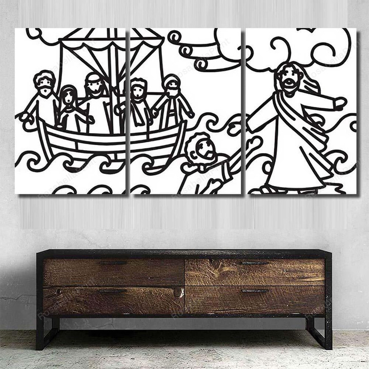 Bible Story Jesus Walking On Sea Jesus Christian Canvas Art Bible Story Canvas Cross Body Fun Canvas Boards For Oil Painting