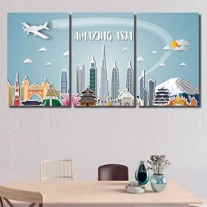 Asia Famous Landmark Paper Art Global Buddha Religion Painting Canvas Asia Famous Reverse Canvas Sign Small Canvas Beach Bags For Women