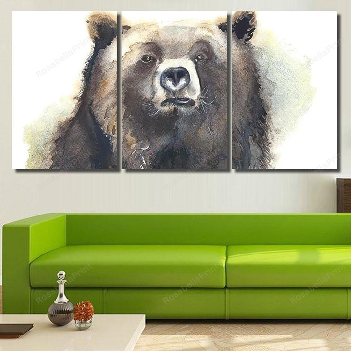 Bear Head Watercolor Painting Illustration Isolated Bear Animals Painting Canvas Bear Head Canvas Tarp Wonderful Canvas For Painting For Kids