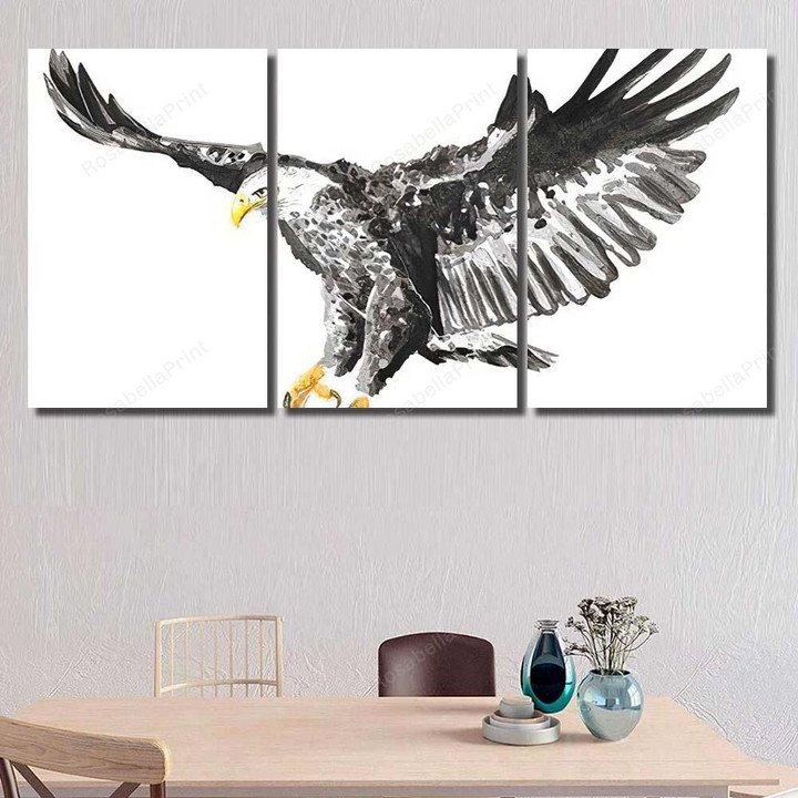 Hand Painted Watercolor Eagle Isolated On Eagle Animals Premium Canvas Art Hand Painted Canvas Arts Big Supplies For Canvas Painting