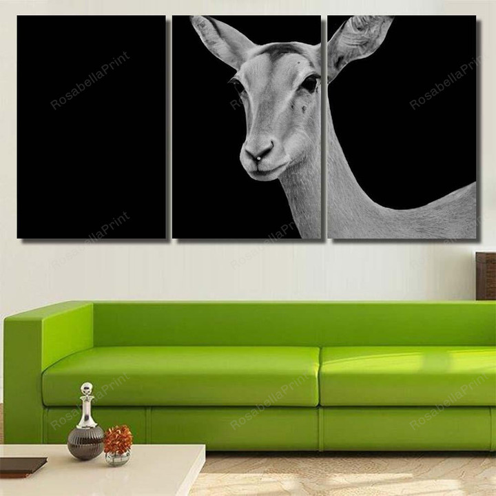 Cute Black White Deer Looking Deer Animals Canvas Cute Black Canvas Cosmetic Shapely Rectangle Canvas For Painting
