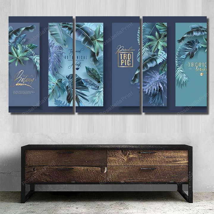 Vector Vertical Banners Set Turquoise Tropical Fantastic Premium Canvas Art Vector Vertical Wall Pictures Canvas Beautiful Paint Supplies For Canvas Painting