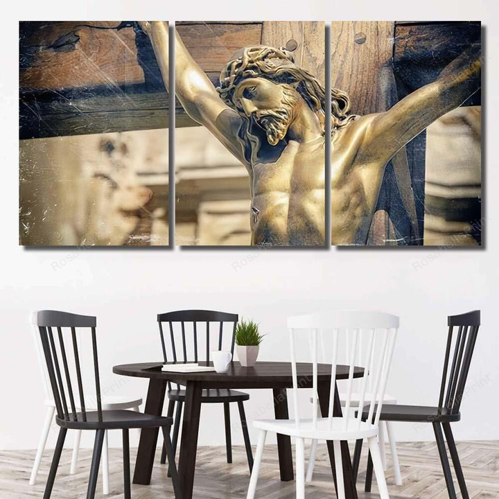 Retro Styled Image Crucifixion Jesus Christ Jesus Christian Canvas Wall Art Retro Styled Waterproof Canvas Tarps Heavy Duty Great Small Art Canvas For Kids
